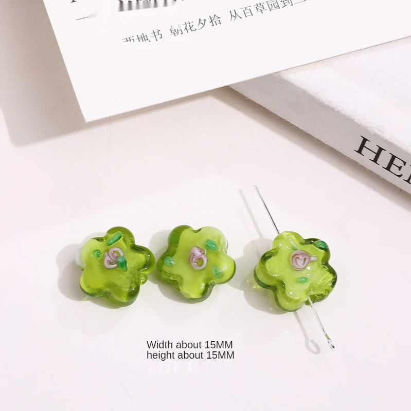 Retro Flower Glass Bead DIY Jewelry Material