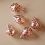 Orange Coffee Striped Water Drop Glass Beads for Earrings