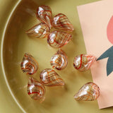 Orange Coffee Striped Water Drop Glass Beads for Earrings