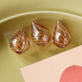 Orange Coffee Striped Water Drop Glass Beads for Earrings