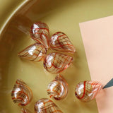 Orange Coffee Striped Water Drop Glass Beads for Earrings