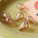 Orange Coffee Striped Water Drop Glass Beads for Earrings