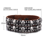 Leather Skull Bracelet Punk Jewelry Men Bijoux Pulseras