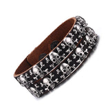 Leather Skull Bracelet Punk Jewelry Men Bijoux Pulseras