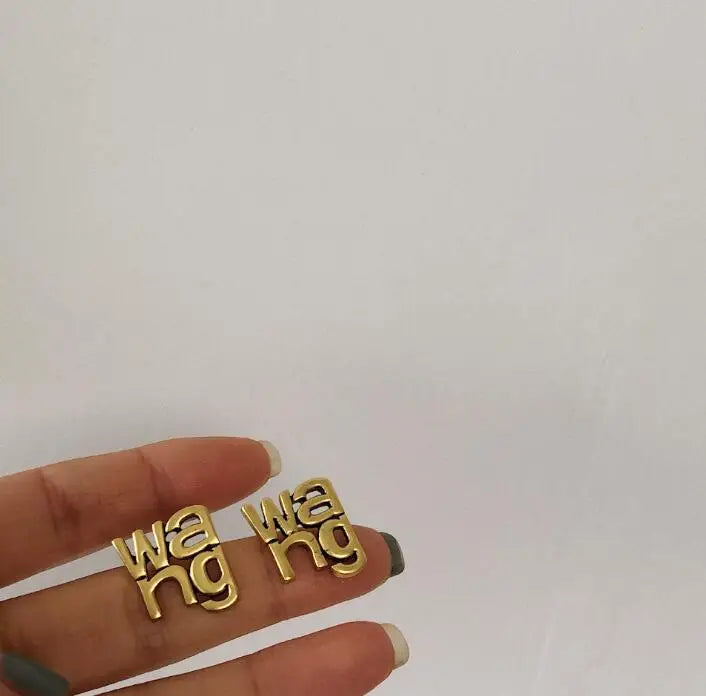 Vintage Golden SHOW Stud Earrings for Women
