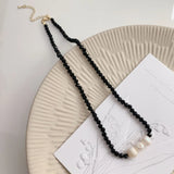 Retro Pearl Crystal Necklace INS Wind Temperament Clavicle Chain