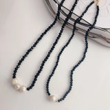 Retro Pearl Crystal Necklace INS Wind Temperament Clavicle Chain