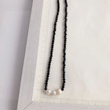 Retro Pearl Crystal Necklace INS Wind Temperament Clavicle Chain