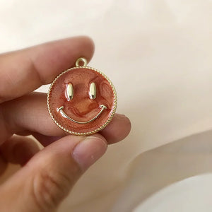 Retro Smiling Face Rectangular Pendant Alloy Jewelry DIY Earrings Accessories
