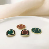 Retro Smiling Face Rectangular Pendant Alloy Jewelry DIY Earrings Accessories