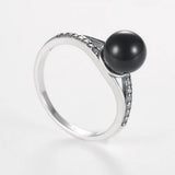 Sterling Silver Pearl Ring with Cubic Zircon - Women's Jewelry