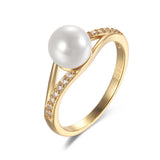 Sterling Silver Pearl Ring with Cubic Zircon - Women's Jewelry