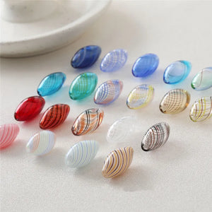 20pcs Streak Pattern Glass Beads for DIY Jewelry Earrings