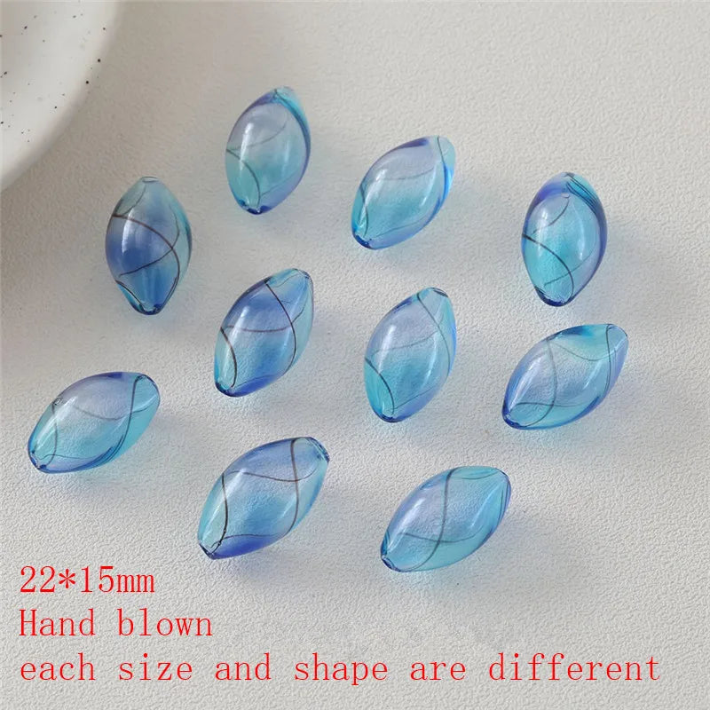 20pcs Streak Pattern Glass Beads for DIY Jewelry Earrings