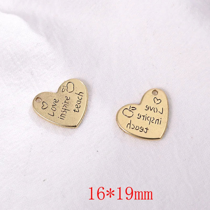 Arabic Alphabet Hearts Shape Alloy Floating Locket Charms DIY Jewelry Accessory