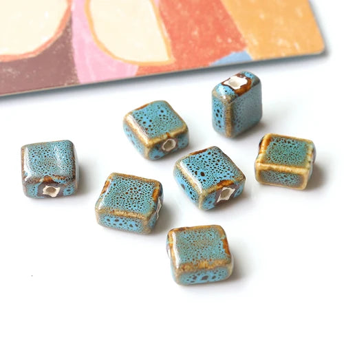 Hand-Painted Ceramic Loose Beads for DIY Jewelry Making