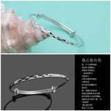 Retro Silver Stretching Bracelet Solid Silver Bangle Jewelry