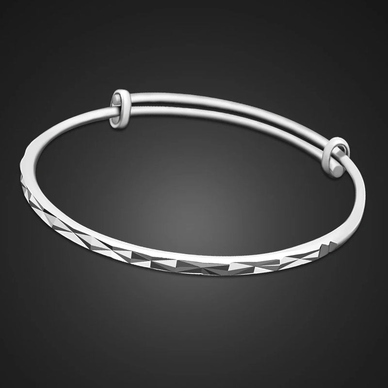 Retro Silver Stretching Bracelet Solid Silver Bangle Jewelry