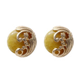 Vintage Oil Painting Glitter Waves Round Earrings
