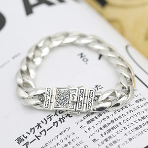 RetroSen Silver Men Bracelet Glossy Domineering Chinese Style