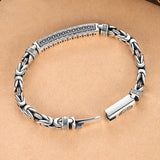 RetroSen Silver Men's Bracelet Peace Pattern Hipster Key Gift