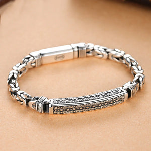 RetroSen Silver Jewelry Men's Bracelet Peace Pattern Hipster Key Buckle Gift