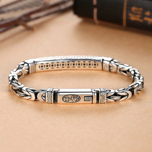 RetroSen Silver Jewelry Men's Bracelet Peace Pattern Hipster Key Buckle Gift
