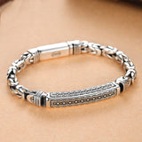 RetroSen Silver Men's Bracelet Peace Pattern Hipster Key Buckle