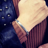 RetroSen Silver Jewelry Men's Bracelet Peace Pattern Hipster Key Buckle Gift