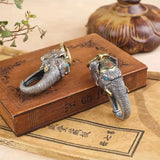 RetroSen Silver Elephant God Of Wealth Pendant Keychain