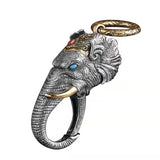 RetroSen Silver Elephant God Of Wealth Pendant Keychain