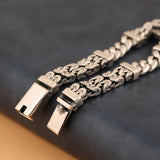 RetroSen Silver Double-row Keel Pattern And Peace Personality Bracelet