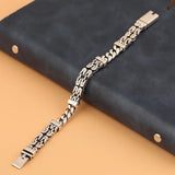 RetroSen Silver Double-row Keel Pattern Peace Bracelet Distressed Accessory