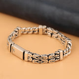 RetroSen Silver Double-row Keel Pattern And Peace Bracelet