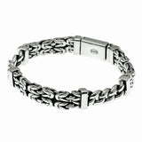 RetroSen Silver Double-row Keel Pattern And Peace Bracelet