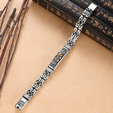 RetroSen Silver Men Bracelet Bangle Double Chain Peace Tattoo Personality
