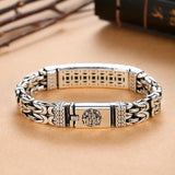RetroSen Silver Men Bracelet Double Chain Peace Tattoo