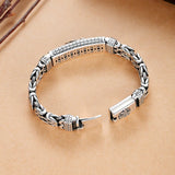 RetroSen Silver Men Bracelet Double Chain Peace Tattoo