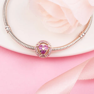 Love Sparkling Hearts Button Charm 925 Silver Beads Europe Bracelets