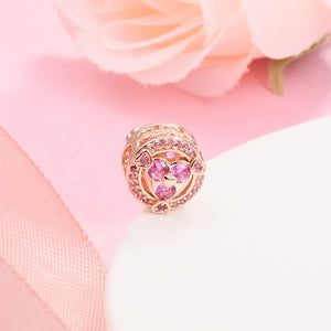 Love Sparkling Hearts Button Charm 925 Silver Beads Europe Bracelets