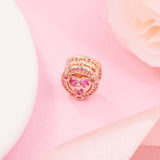 Love Sparkling Hearts Button Charm 925 Silver Beads Europe Bracelets