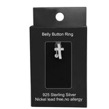 925 Sterling Silver Reverse Belly Button Rings CZ Navel Ring 14G