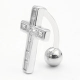 925 Sterling Silver Reverse Belly Button Rings CZ Navel Ring 14G