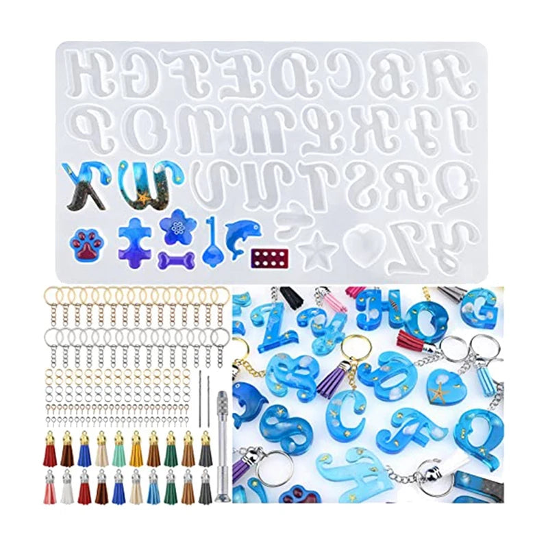 Reversed Alphabet Resin Molds Kit, Fancy Letter Silicone Molds