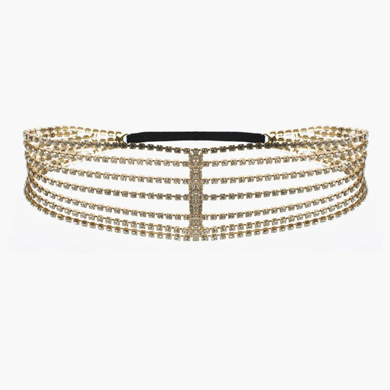 Crystal Multilayer Head Chain Bridal Hair Jewelry Women Headband