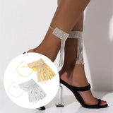 Rhinestone Ankle Bracelet Multilayer Crystal Tassel Foot Jewelry