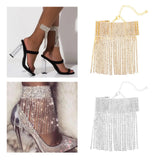 Rhinestone Ankle Bracelet Multilayer Crystal Tassel Foot Jewelry