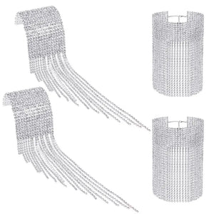 Rhinestone Anklet Crystal Tassel Foot Chain Wedding Jewelry 2 Pcs