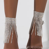 Rhinestone Anklet Crystal Tassel Foot Chain Wedding Jewelry 2 Pcs