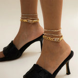 Rhinestone Anklets For Women 3 Pieces Ankle Bracelet Female Feet Jewelry